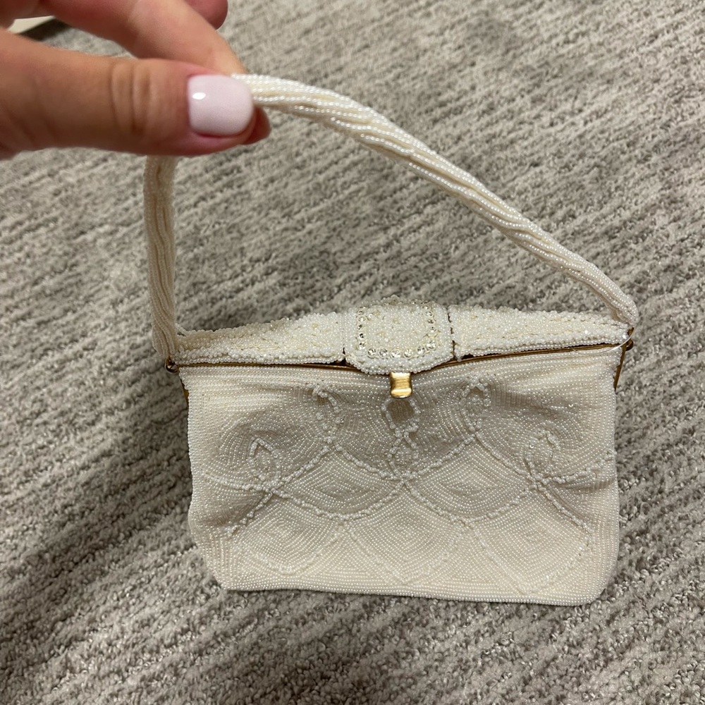 White Beaded Clutch